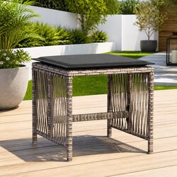 Garden Stools with Cushions 4 Pcs Outdoor Foot Rests Seating 41x41x36 cm Grey