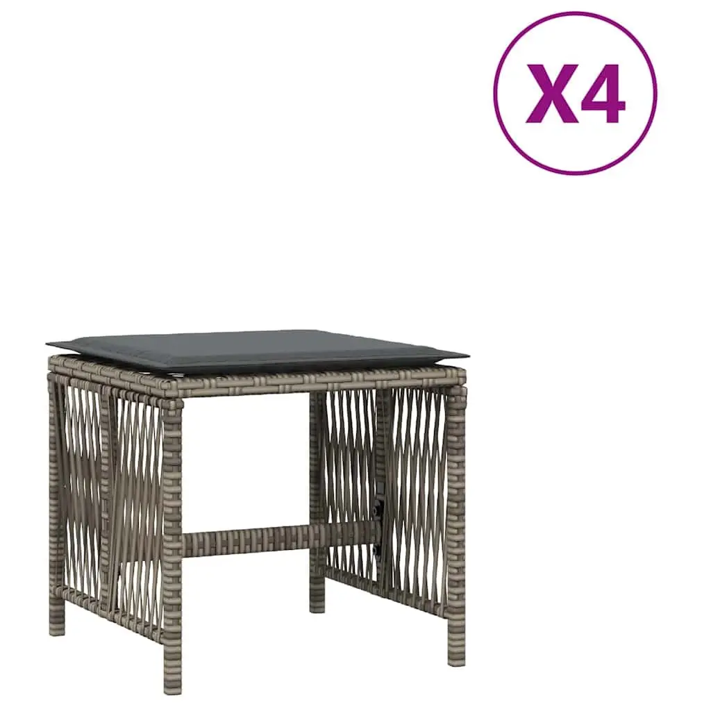 Garden Stools with Cushions 4 Pcs Outdoor Foot Rests Seating 41x41x36 cm Grey