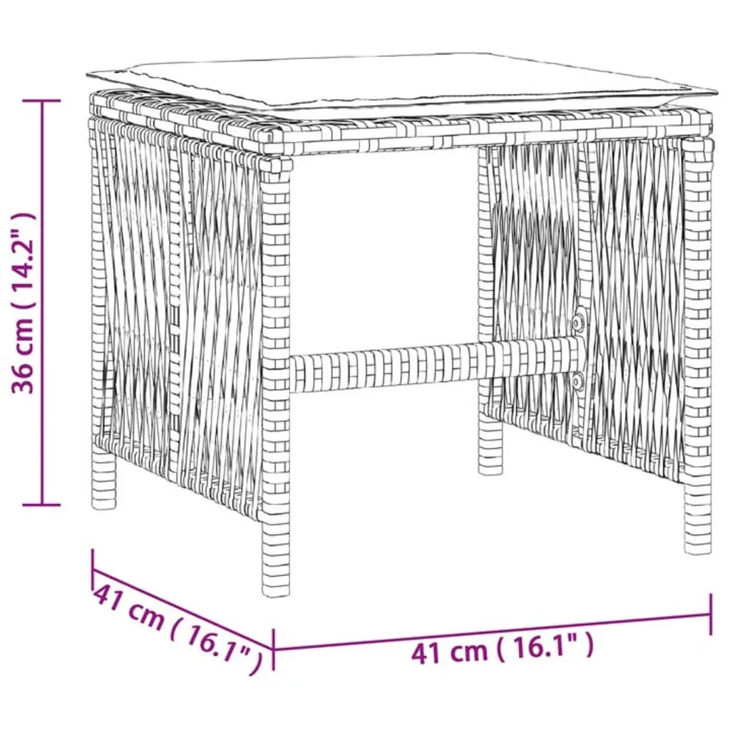 Garden Stools with Cushions 4 Pcs Outdoor Foot Rests Seating 41x41x36 cm Grey