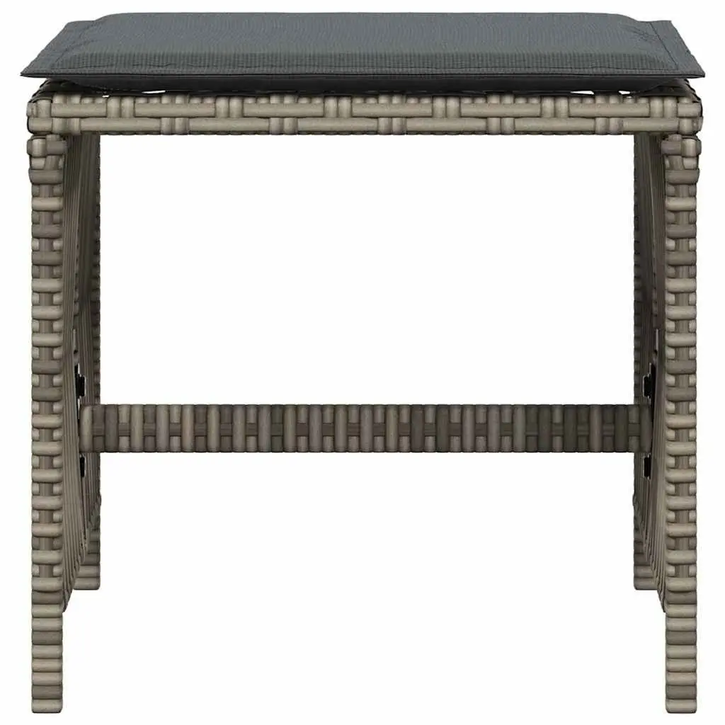 Garden Stools with Cushions 4 Pcs Outdoor Foot Rests Seating 41x41x36 cm Grey