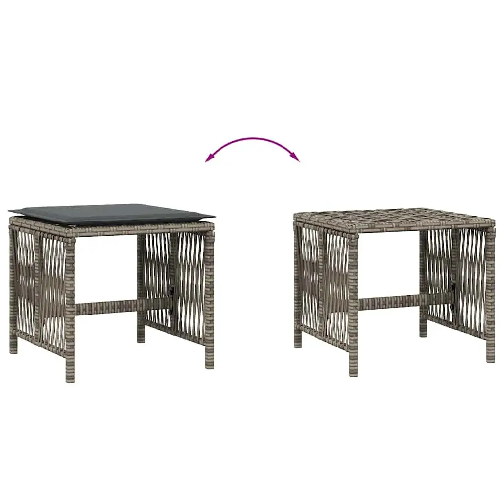 Garden Stools with Cushions 4 Pcs Outdoor Foot Rests Seating 41x41x36 cm Grey