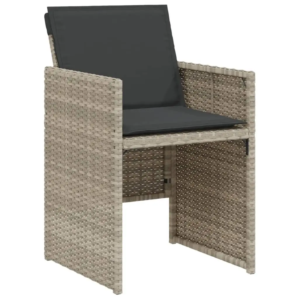 3 Piece Outdoor Bistro Set Grey Poly Rattan Chairs Table