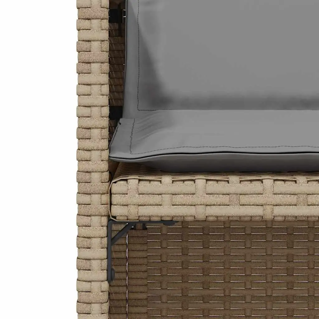 3 Piece Outdoor Bistro Set Beige Poly Rattan Garden Furniture with Cushions and Table