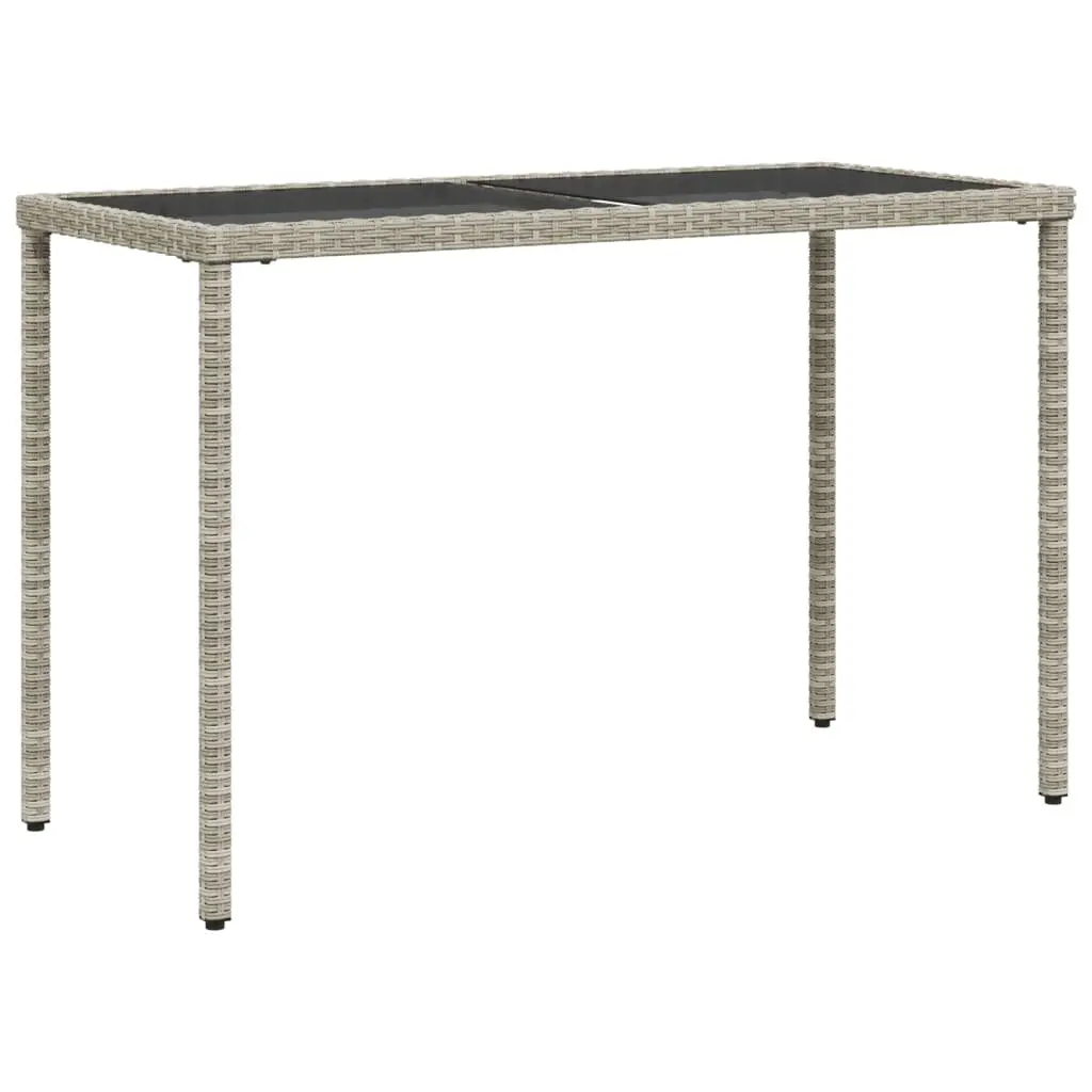 Outdoor Garden Table Poly Rattan Frame Grey Glass Top 115x54x74cm