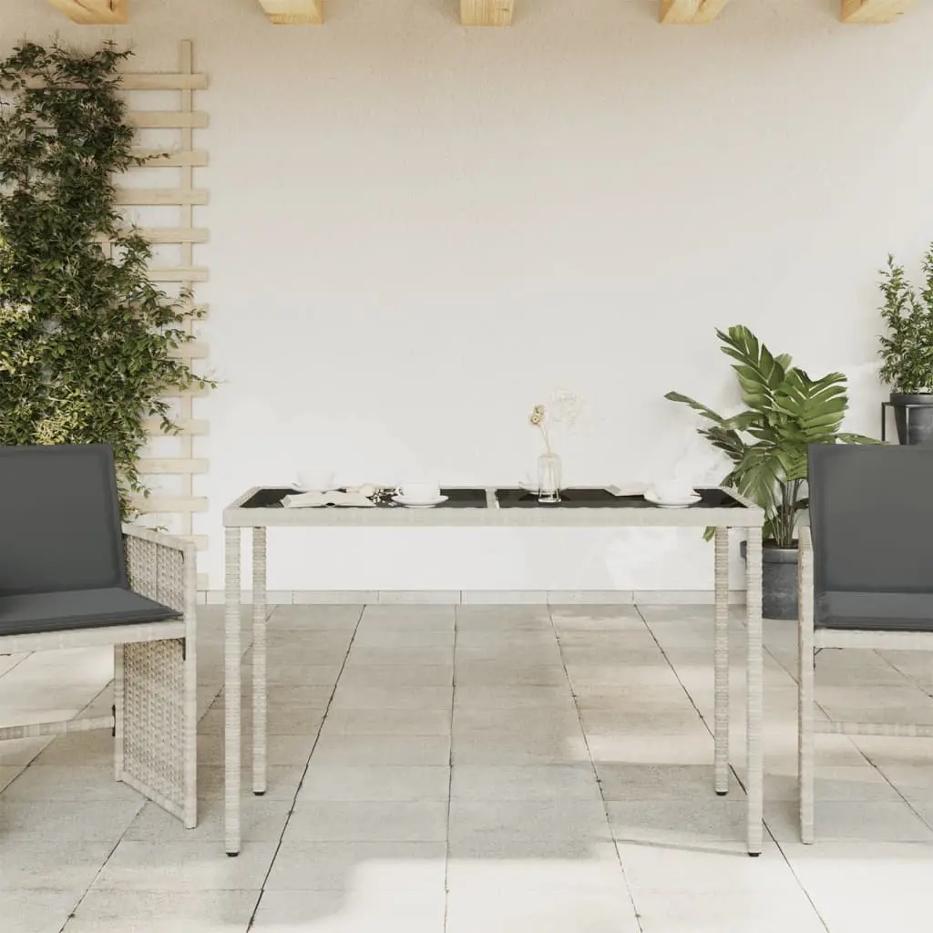 Outdoor Garden Table Poly Rattan Frame Grey Glass Top 115x54x74cm