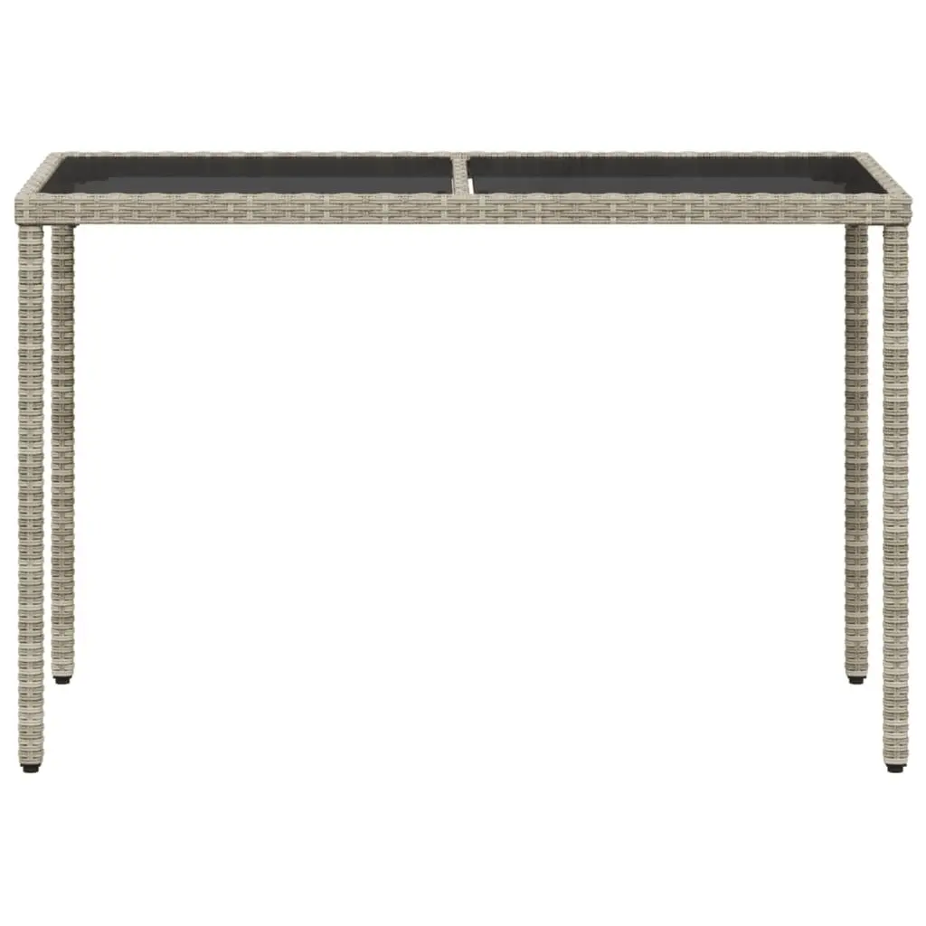 Outdoor Garden Table Poly Rattan Frame Grey Glass Top 115x54x74cm