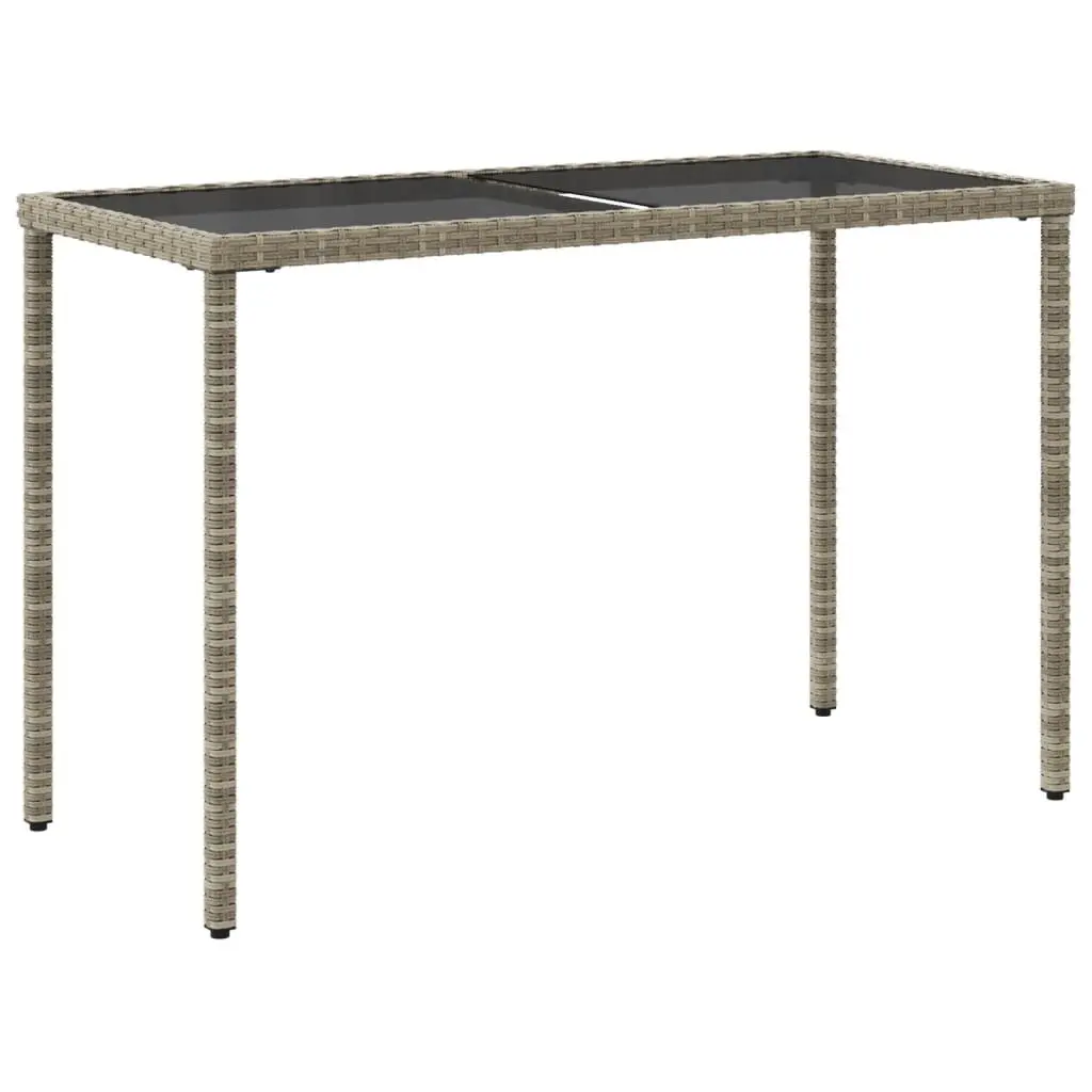 Outdoor Garden Table Poly Rattan Frame Grey Glass Top 115x54x74cm