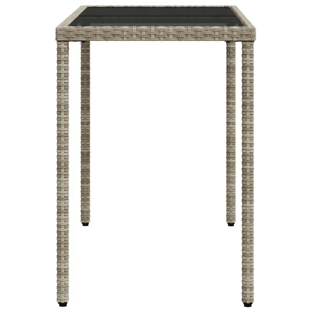 Outdoor Garden Table Poly Rattan Frame Grey Glass Top 115x54x74cm
