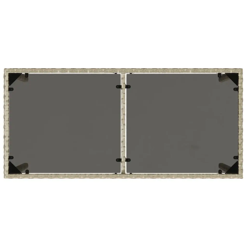 Outdoor Garden Table Poly Rattan Frame Grey Glass Top 115x54x74cm