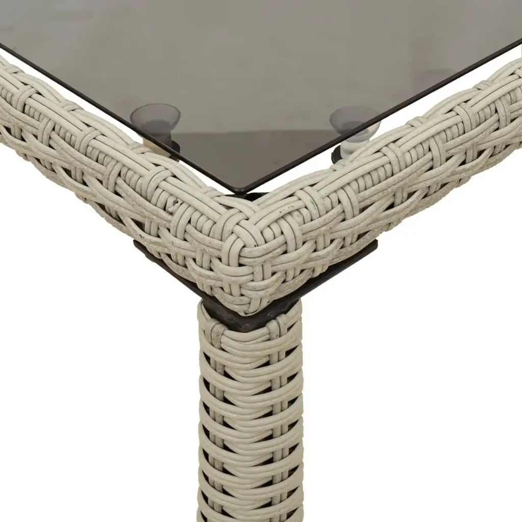 Outdoor Garden Table Poly Rattan Frame Grey Glass Top 115x54x74cm