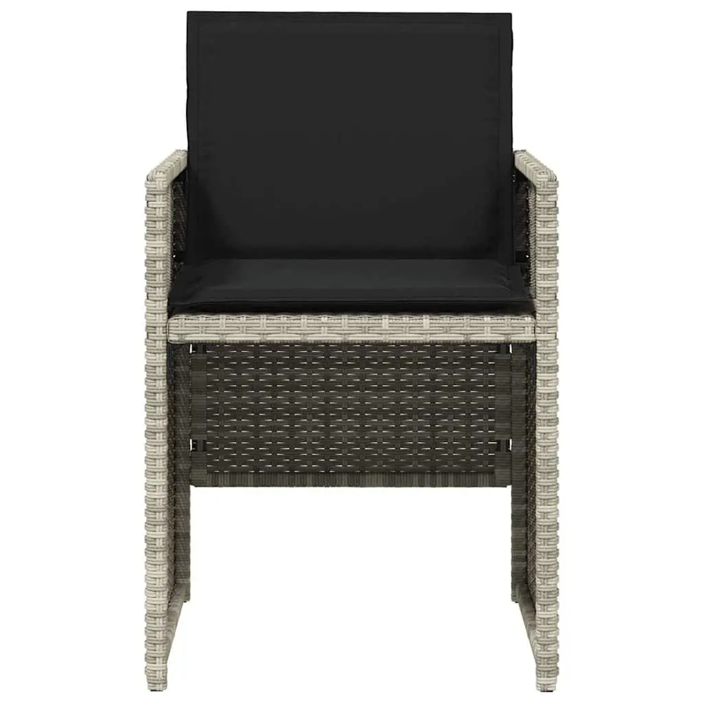 5 Piece Garden Dining Set Outdoor Furniture Grey PE Rattan Chairs Table Cushions
