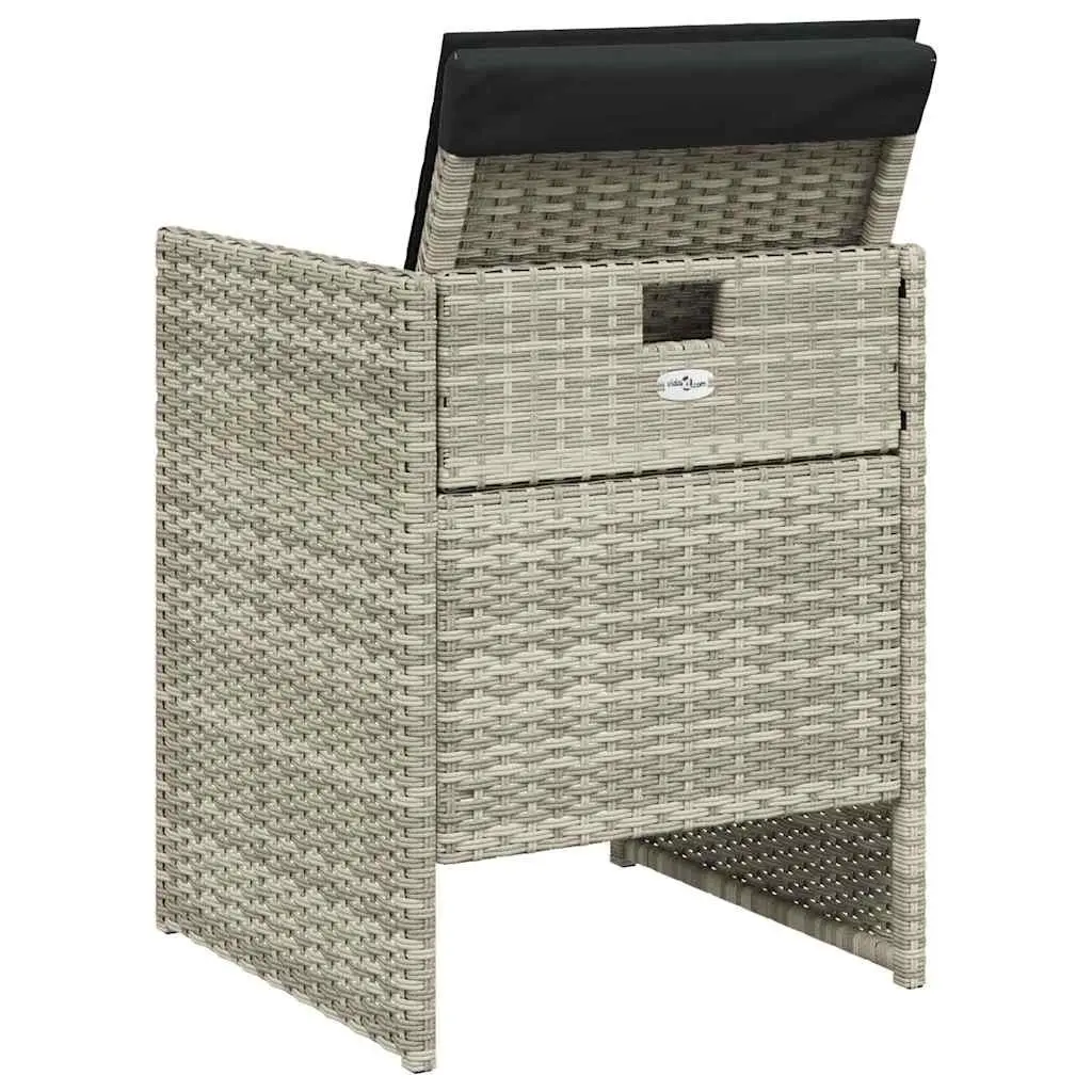 5 Piece Garden Dining Set Outdoor Furniture Grey PE Rattan Chairs Table Cushions
