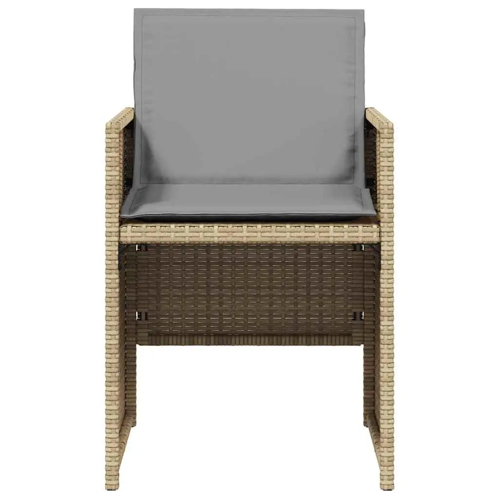 Garden Dining Set 5 Piece Beige PE Rattan with Cushions and Tempered Glass Table for Outdoor Patio Use