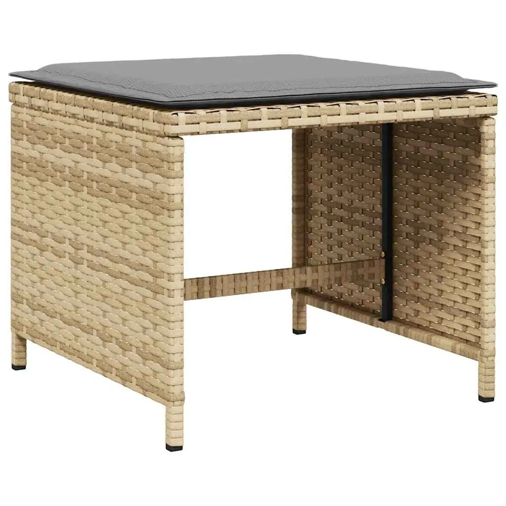 Garden Dining Set 5 Piece Beige PE Rattan with Cushions and Tempered Glass Table for Outdoor Patio Use
