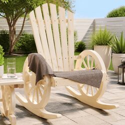 Friendly Brown Rocking Adirondack Chair for Outdoors
