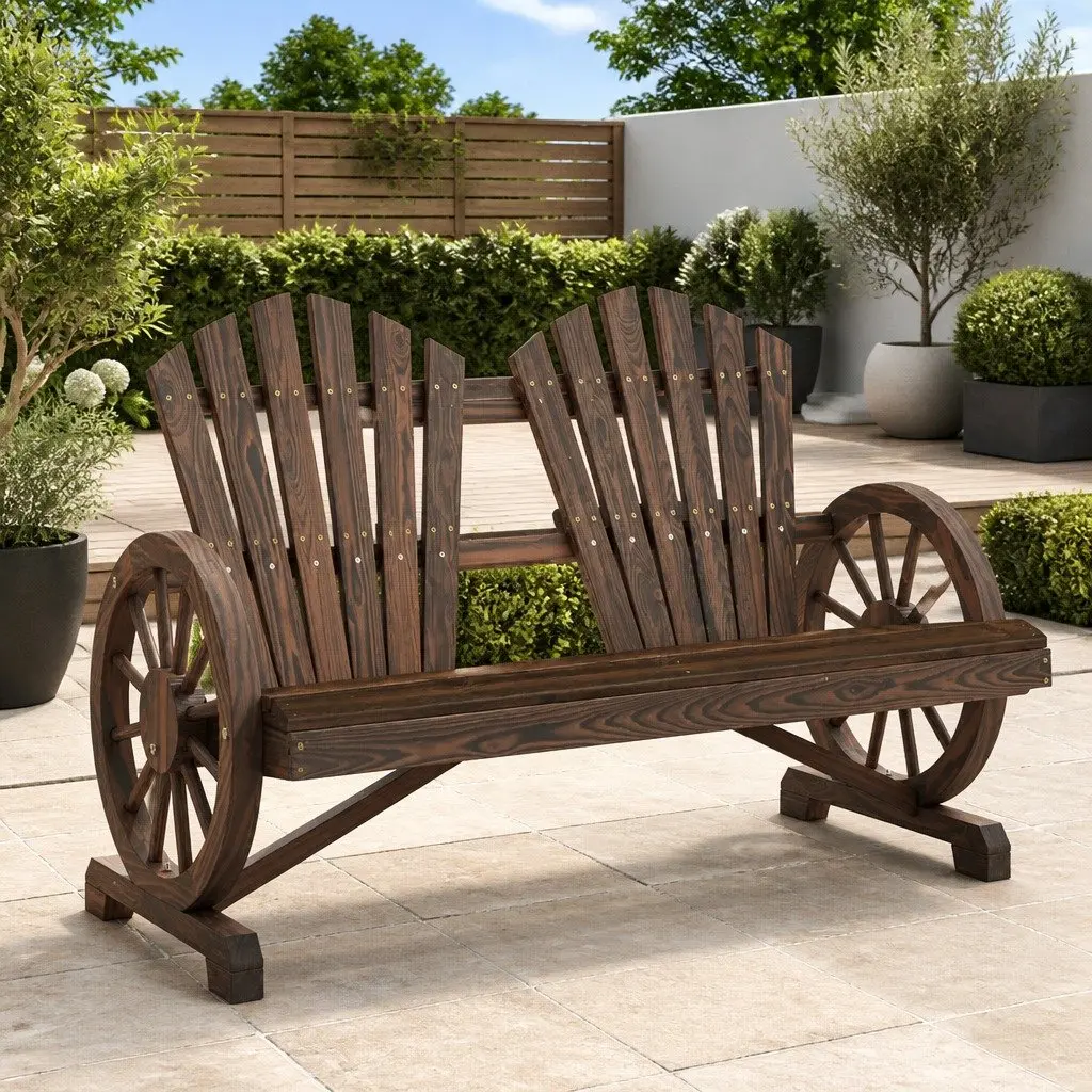 Adirondack Chair Solid Fir Wood Ergonomic 2-Seater Garden Lounge