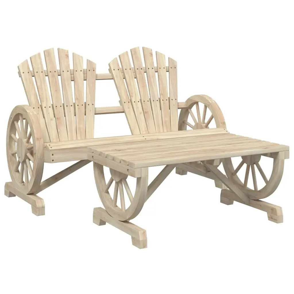 Outdoor Sectional Sofa Set 2 Piece Wooden Lounge Chair Coffee Table Garden