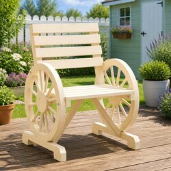 Outdoor Garden Chair Solid Wood Fir Brown Patio Seating with Armrests Backrest