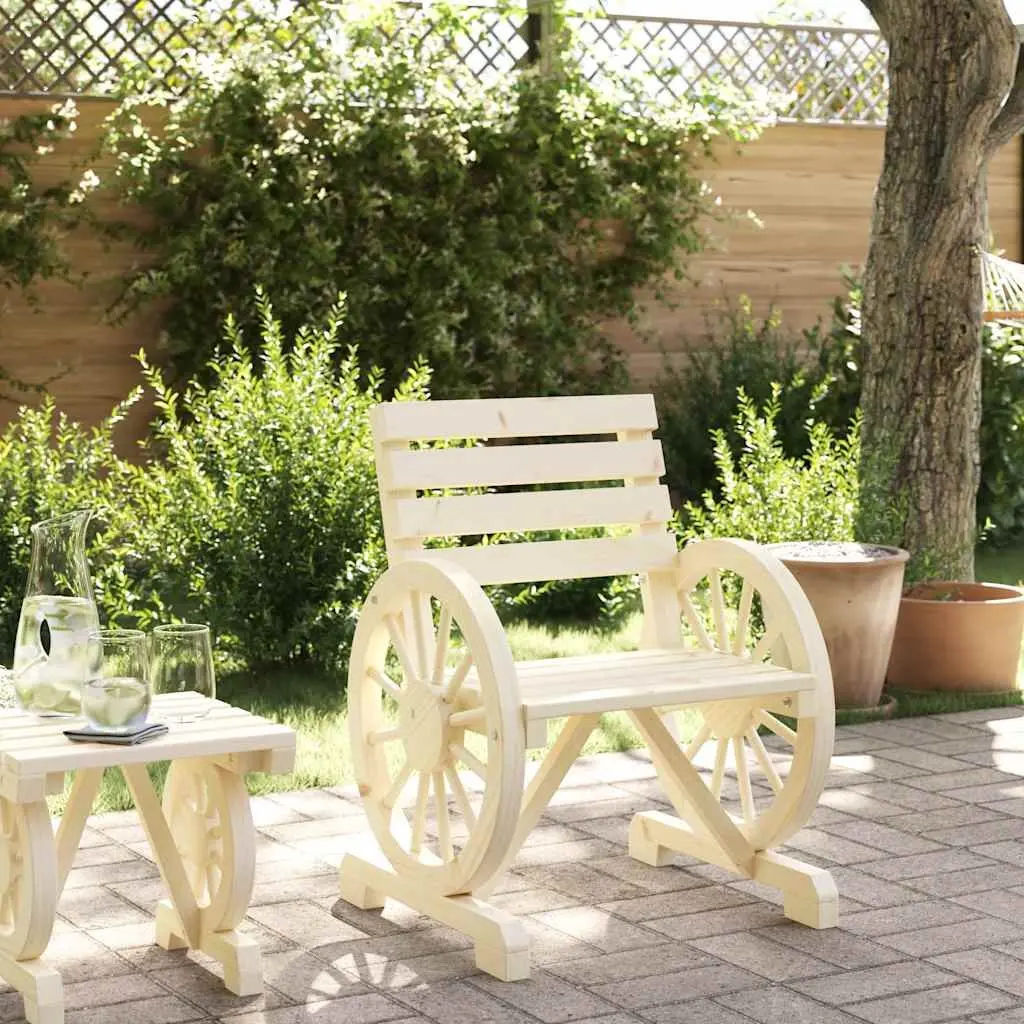 Outdoor Garden Chair Solid Wood Fir Brown Patio Seating with Armrests Backrest