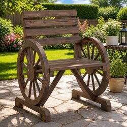 Outdoor Garden Chairs 2 pcs Solid Wood Fir Brown Patio Seating Armrests Backrest