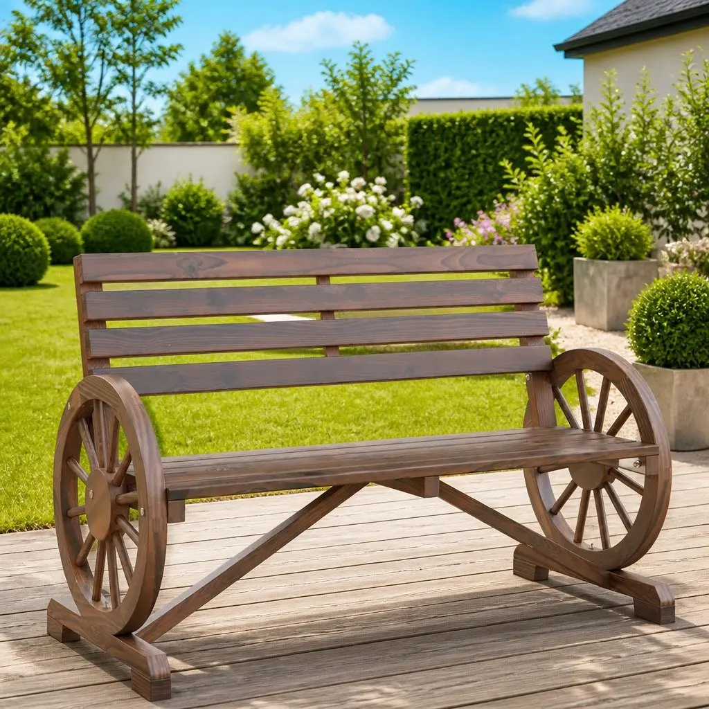 2-Seater Wooden Bench for Outdoors