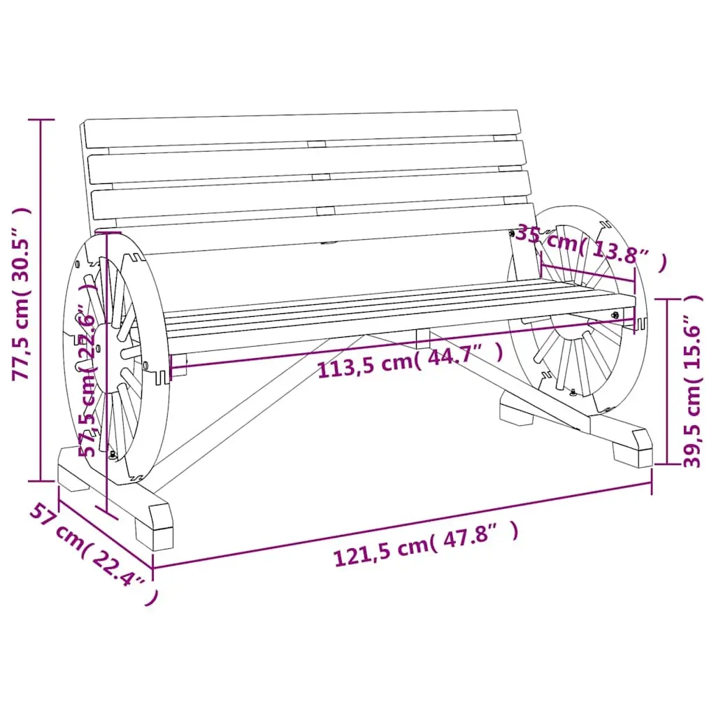 2-Seater Wooden Bench for Outdoors
