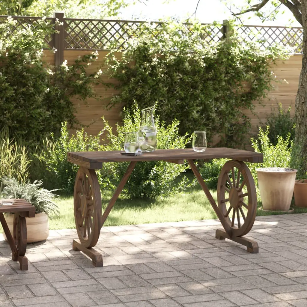Garden Table Solid Fir Wood Brown 115x55x65 cm Outdoor Dining Furniture