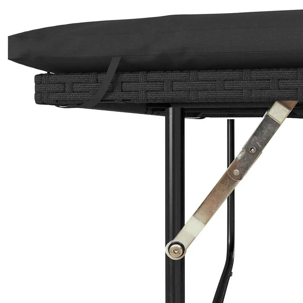 2-Seater Garden Sofa with Cushions Black Poly Rattan Outdoor Bench Sofa Bed