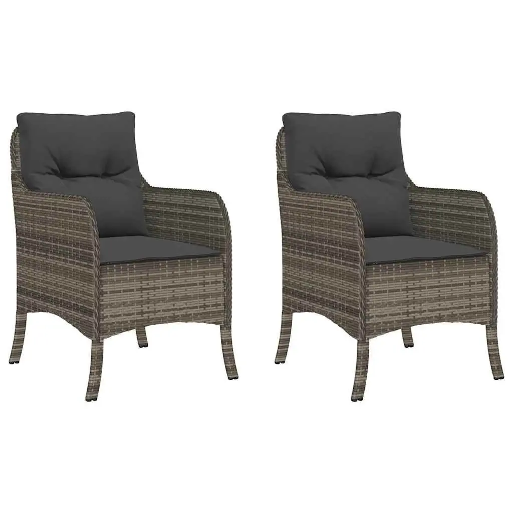 Outdoor Garden Chairs Set 2 pcs Grey Poly Rattan with Cushions Seating