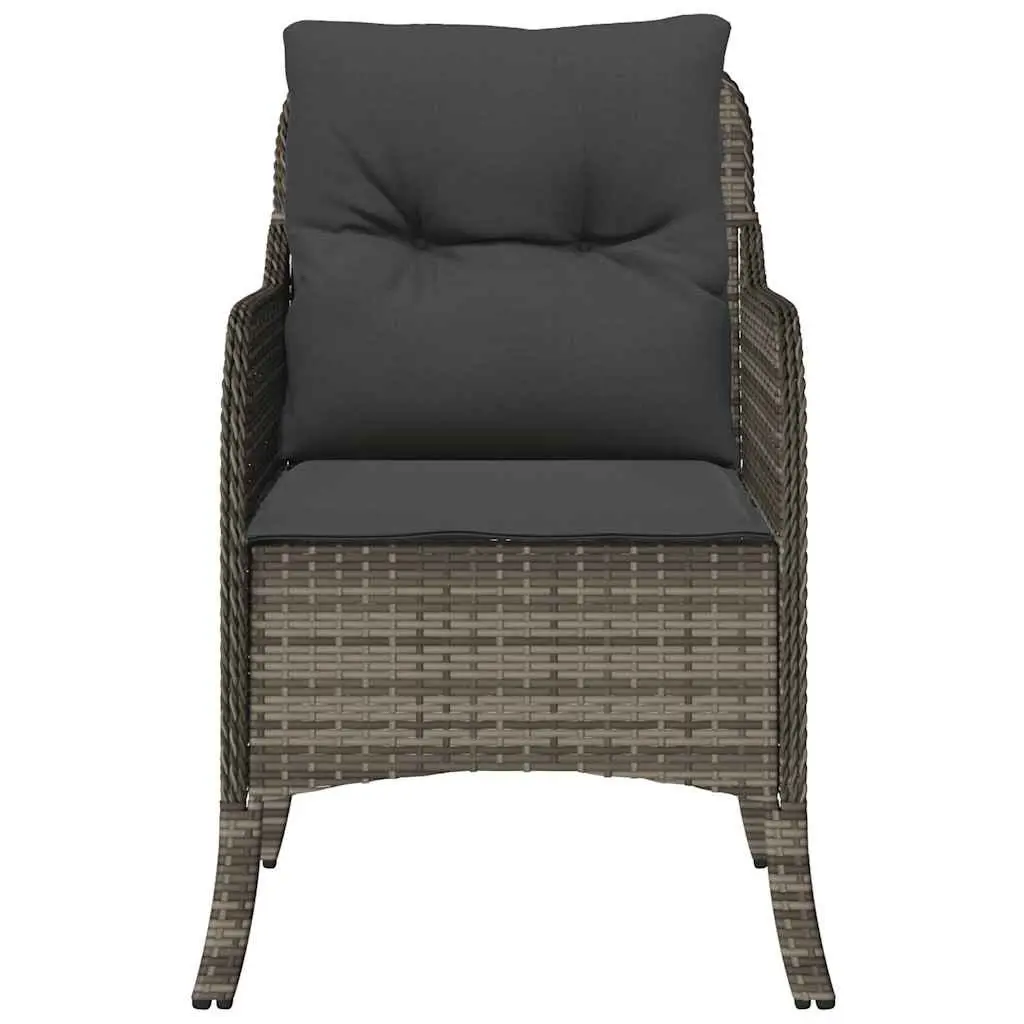 Outdoor Garden Chairs Set 2 pcs Grey Poly Rattan with Cushions Seating