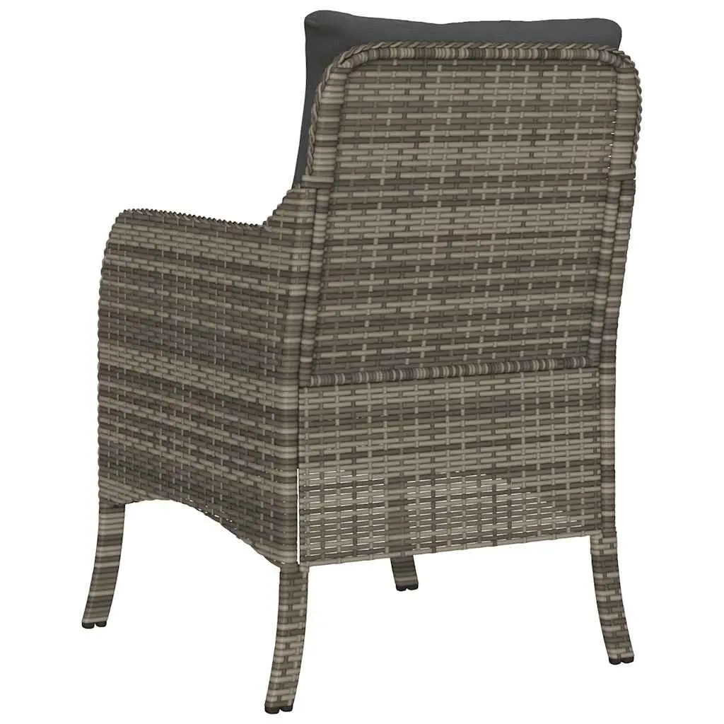 Outdoor Garden Chairs Set 2 pcs Grey Poly Rattan with Cushions Seating