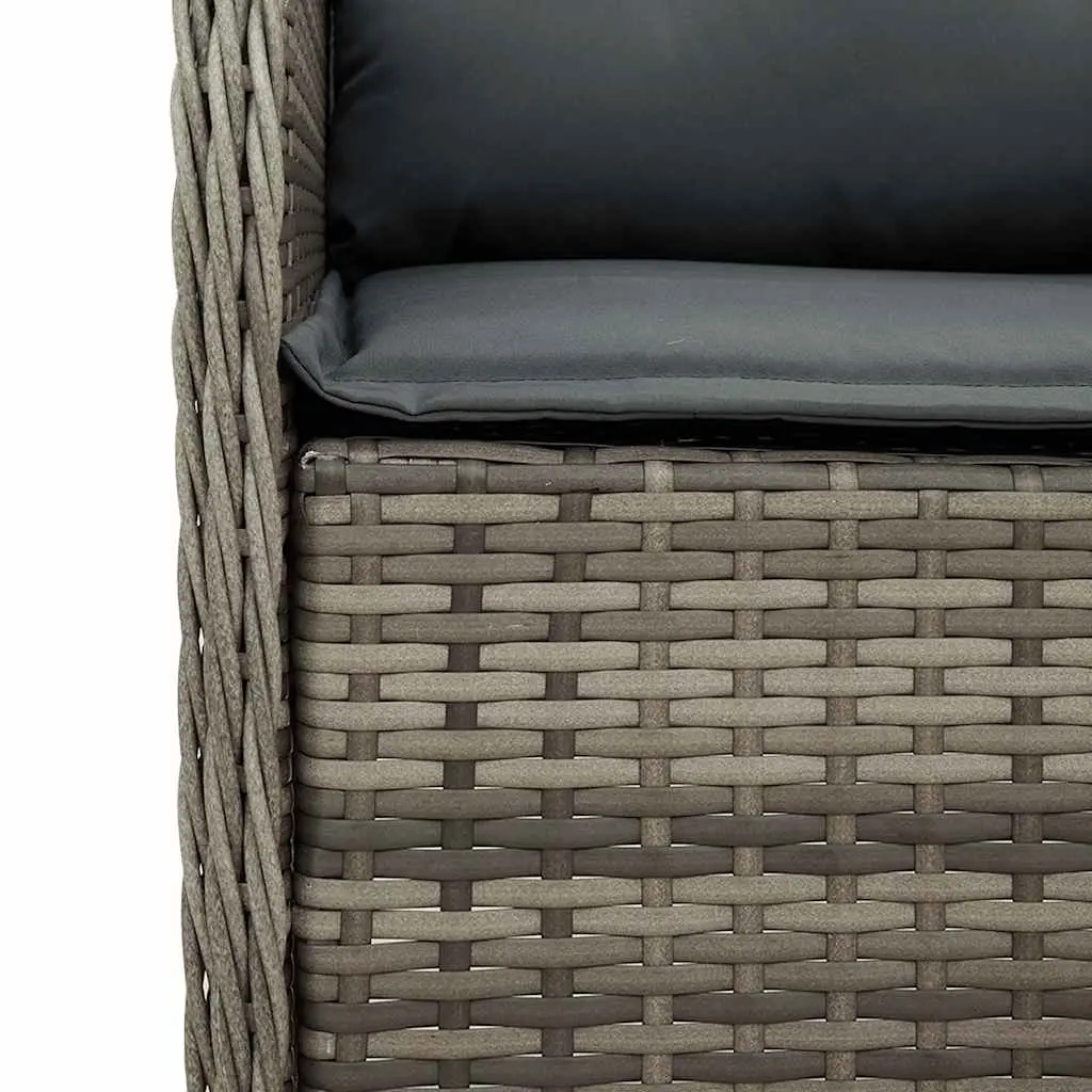 Outdoor Garden Chairs Set 2 pcs Grey Poly Rattan with Cushions Seating