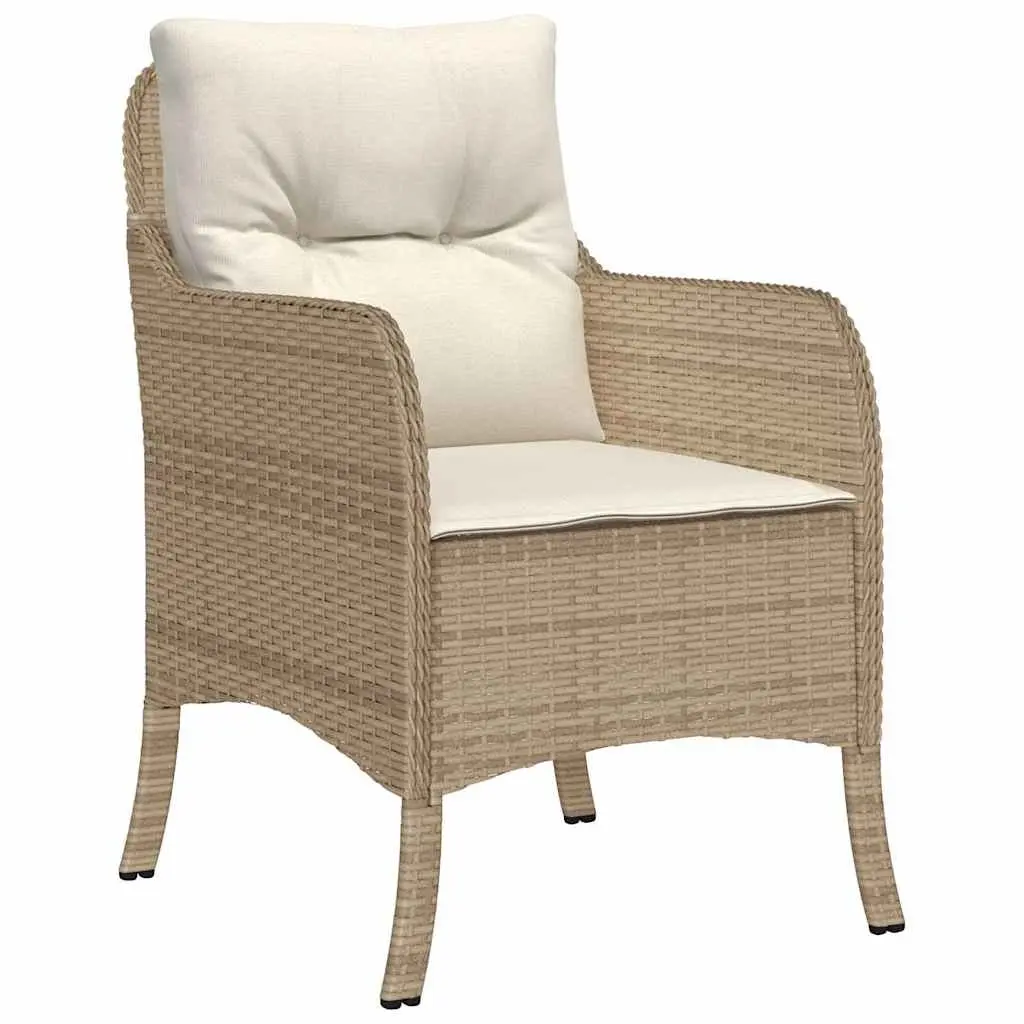 Outdoor Garden Chairs with Cushions 2 Piece Beige Poly Rattan Seating Set