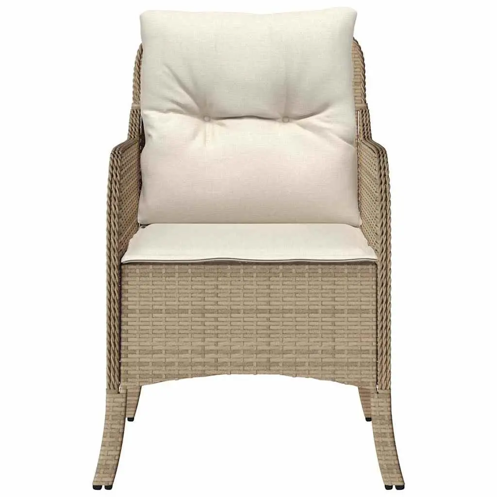 Outdoor Garden Chairs with Cushions 2 Piece Beige Poly Rattan Seating Set