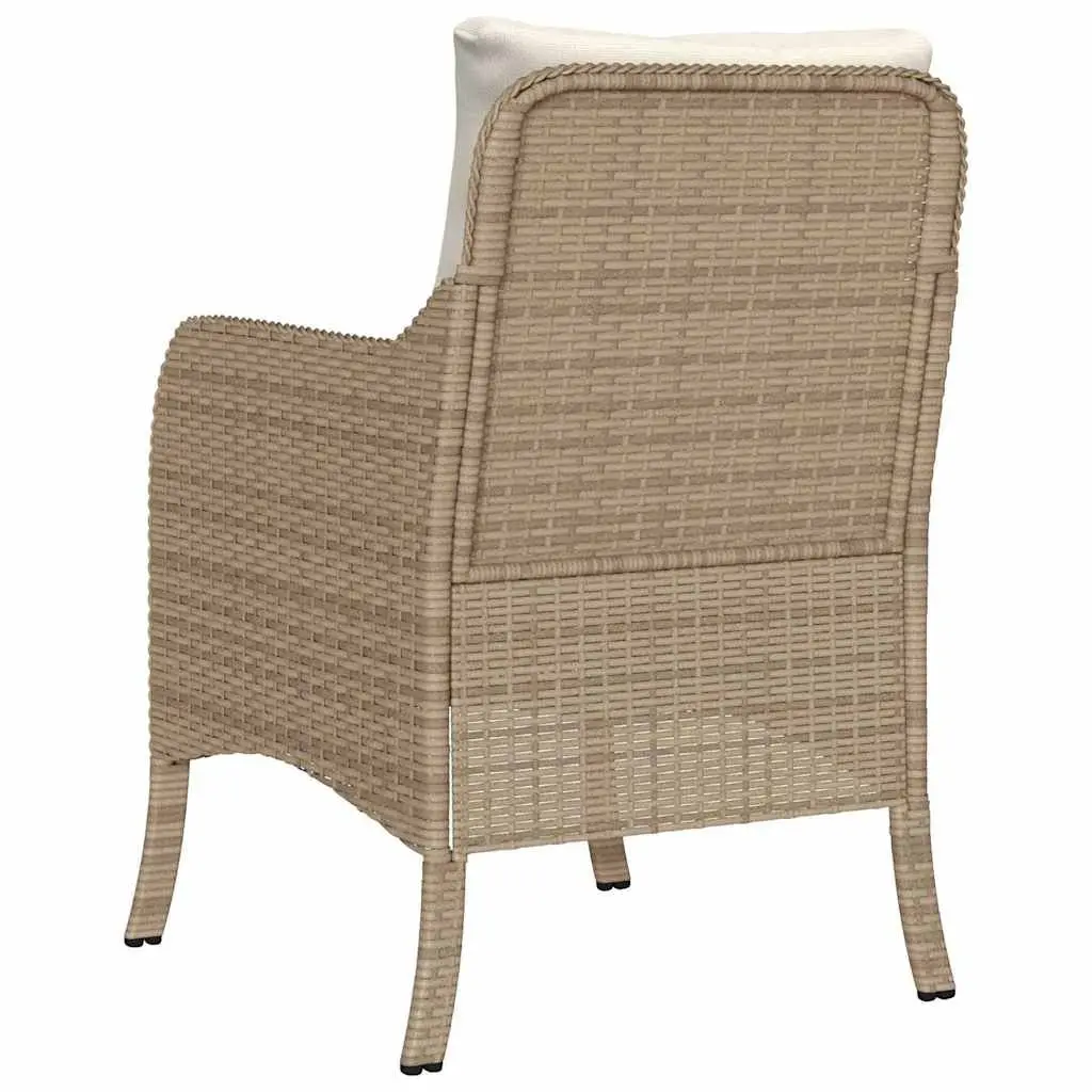 Outdoor Garden Chairs with Cushions 2 Piece Beige Poly Rattan Seating Set