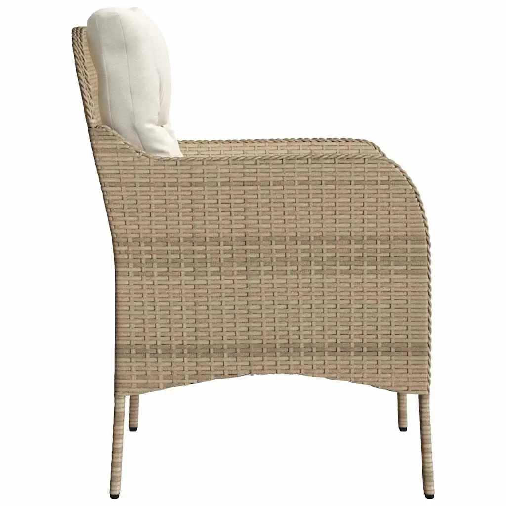 Outdoor Garden Chairs with Cushions 2 Piece Beige Poly Rattan Seating Set