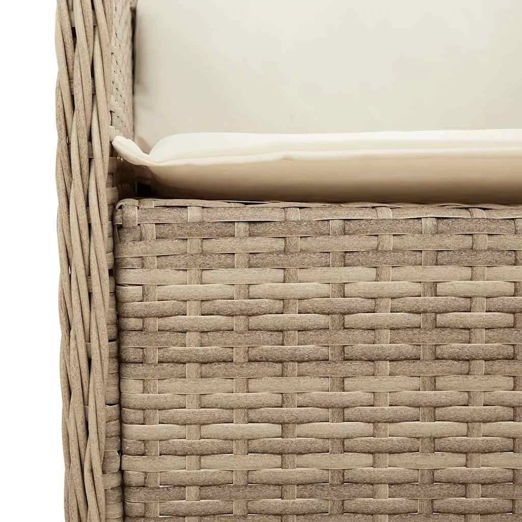 Outdoor Garden Chairs with Cushions 2 Piece Beige Poly Rattan Seating Set