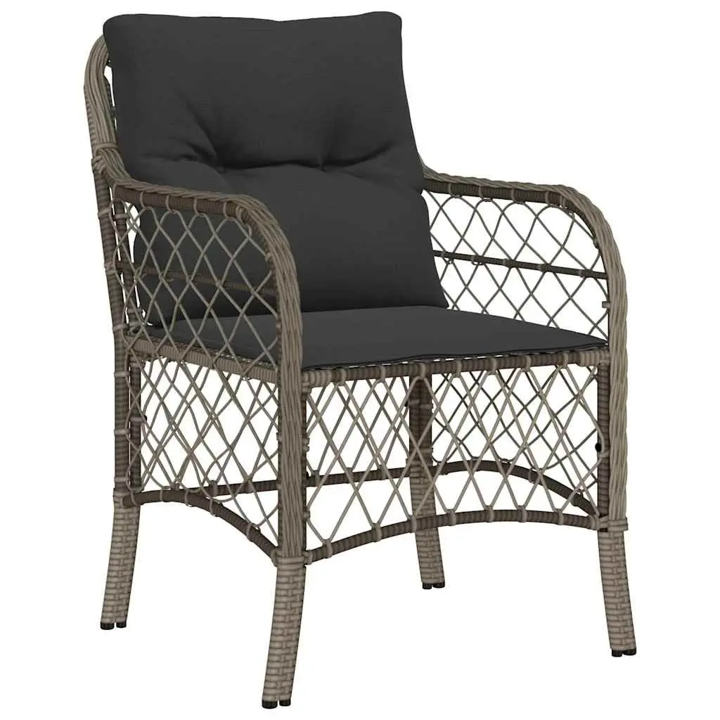 Outdoor Garden Chairs Cushioned Grey Poly Rattan 2 Piece
