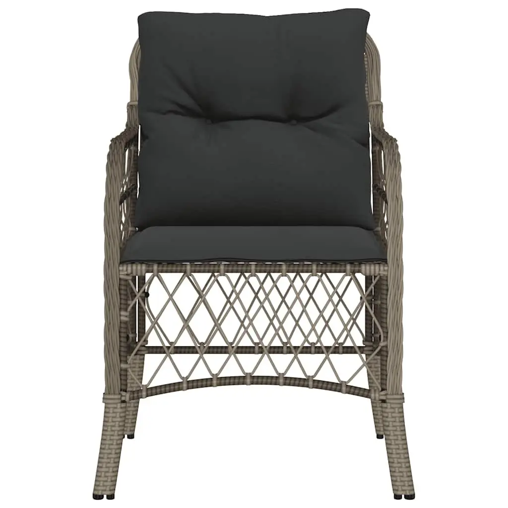 Outdoor Garden Chairs Cushioned Grey Poly Rattan 2 Piece