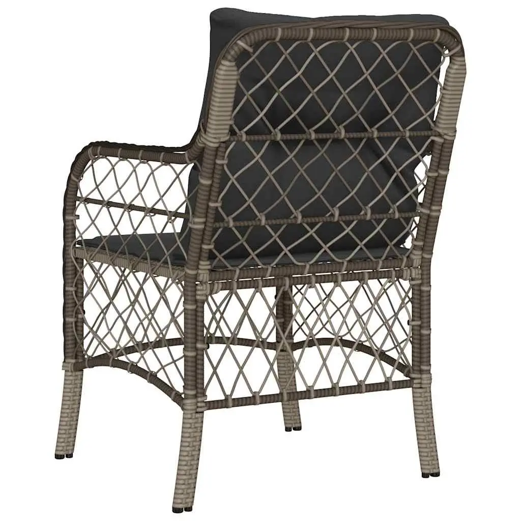 Outdoor Garden Chairs Cushioned Grey Poly Rattan 2 Piece