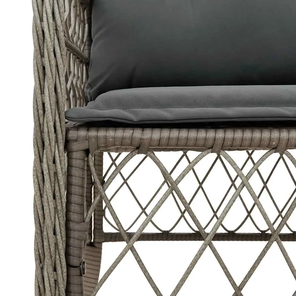 Outdoor Garden Chairs Cushioned Grey Poly Rattan 2 Piece