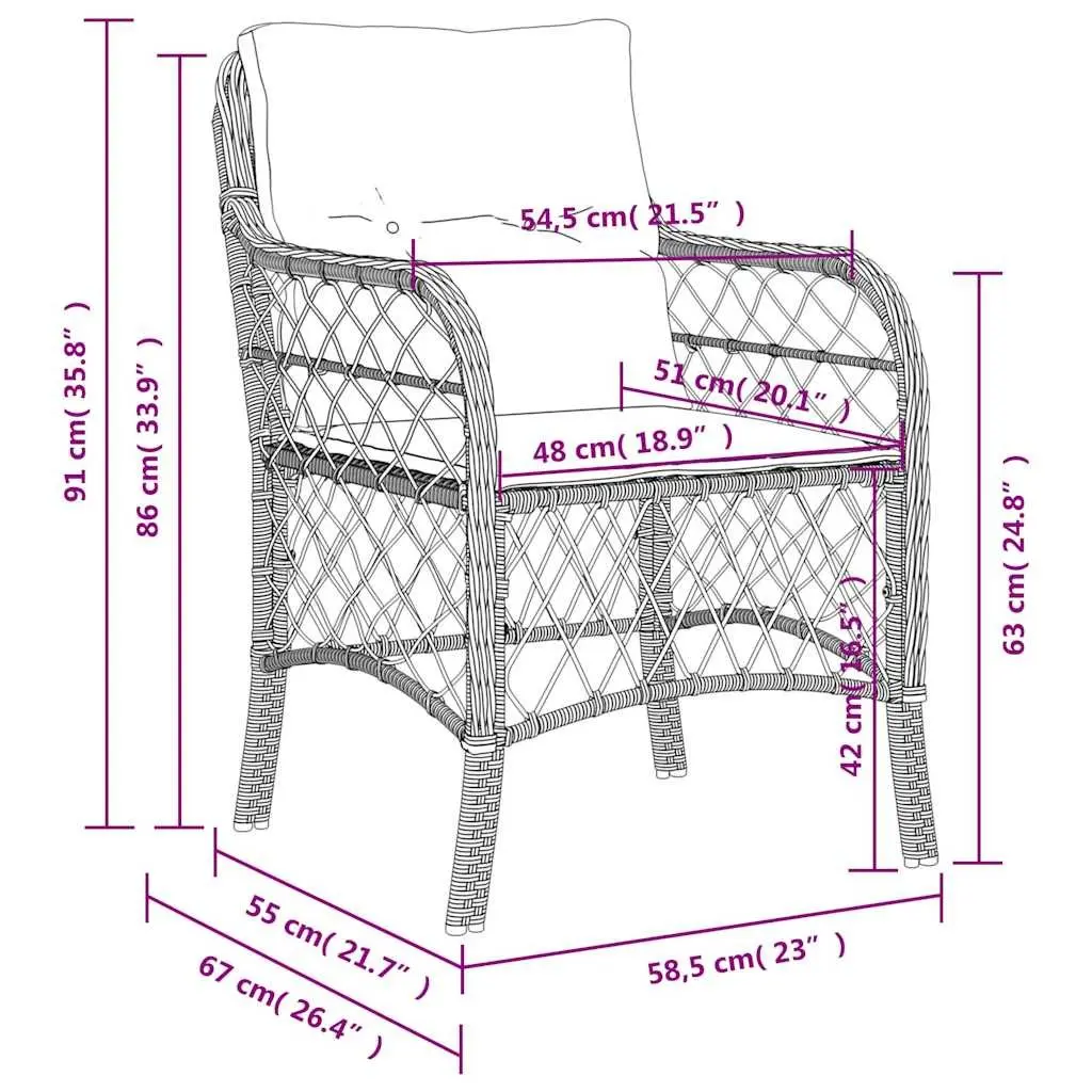 Outdoor Garden Chairs Cushioned Grey Poly Rattan 2 Piece