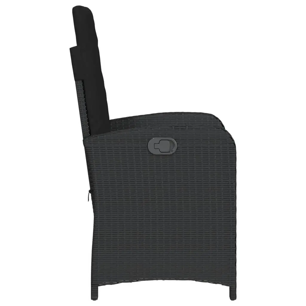 Reclining Outdoor Garden Chair Adjustable Black Poly Rattan with Cushions