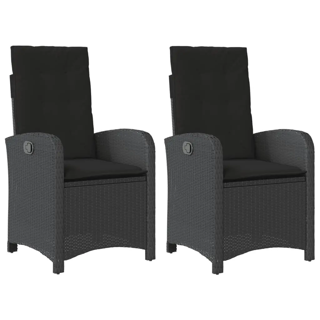 Reclining Outdoor Chairs 2 pcs Black Garden Seating with Cushions Adjustable