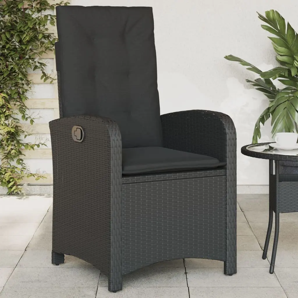 Reclining Outdoor Chairs 2 pcs Black Garden Seating with Cushions Adjustable