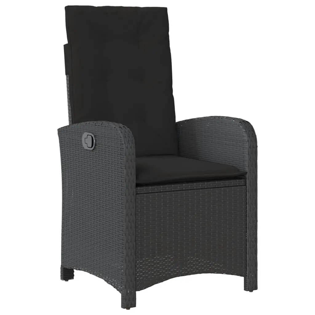 Reclining Outdoor Chairs 2 pcs Black Garden Seating with Cushions Adjustable