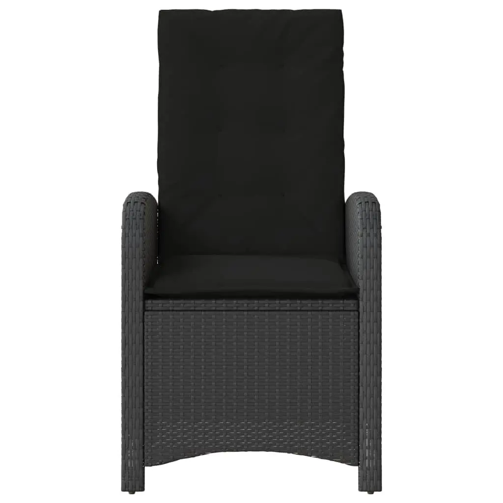 Reclining Outdoor Chairs 2 pcs Black Garden Seating with Cushions Adjustable