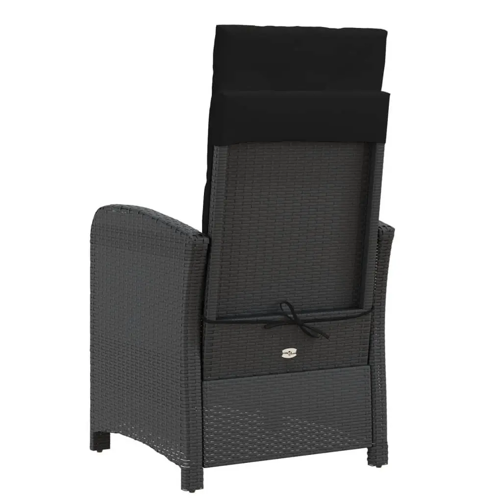 Reclining Outdoor Chairs 2 pcs Black Garden Seating with Cushions Adjustable