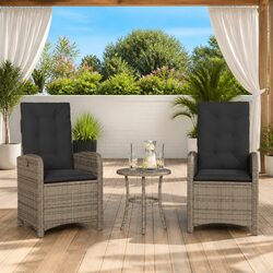 Friendly Grey Reclining Garden Chairs with Cushions - 2 pcs