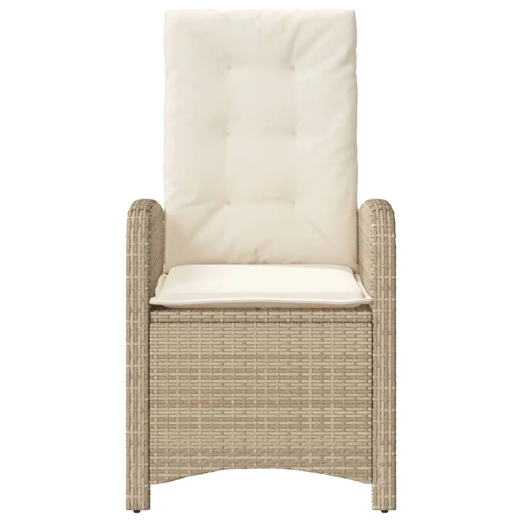 Outdoor Reclining Garden Chairs Adjustable Backrest 2 Piece Beige Poly Rattan with Cushions